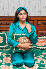 Green Shamoz Silk Pajama Set