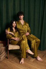 Gold Matching Couple Pajama Set – Premium Shamoz Silk