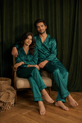 Green Matching Couple Pajama Set – Premium Shamoz Silk