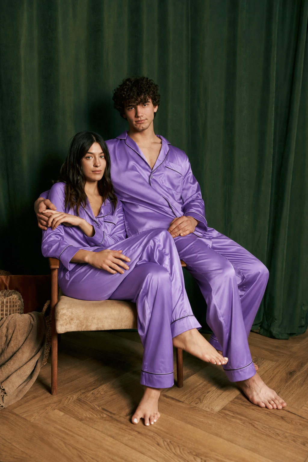 Lilac Matching Couple Pajama Set – Premium Shamoz Silk