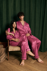 Magenta Matching Couple Pajama Set – Premium Shamoz Silk