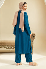 Teal Shamoz silk suit back view